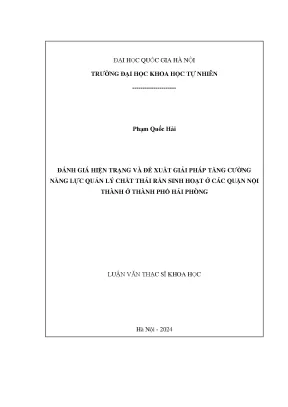 Tăng cường năng lực quản lý chất thải rắn sinh hoạt ở các quận nội thành ở hải phòng
