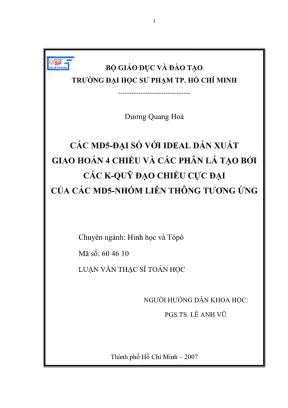 Luận văn thạc sĩ toán học các md5 đại số với ideal dẫn xuất giao hoán 4 chiều và các phân lá tạo bởi các k quỹ đạo chiều cực đại của các md5 nhóm liên thông tương ứng