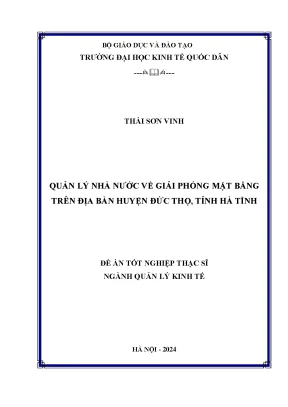 Luận văn thạc sĩ quản lý kinh tế quản lý nhà nước về giải phóng mặt bằng trên địa bàn huyện đức thọ tỉnh hà tĩnh