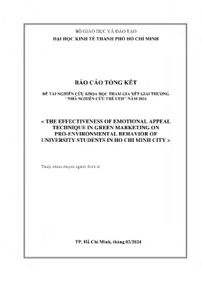 The effectiveness of emotional appeal technique in green marketing on pro environmental behavior of university studentsiin ho chi minh city