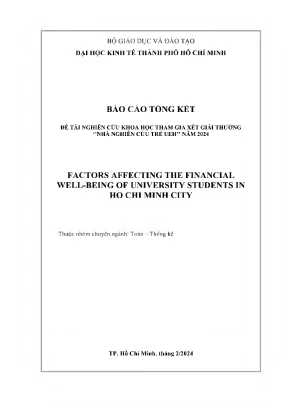 Factors affecting the financial well being of university students in ho chi minh city