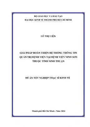 Giải pháp hoàn thiện hệ thống thông tin quản trị bệnh viện tại bệnh viện ninh sơn thuộc tỉnh ninh thuận