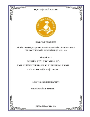 Đề tài nghiên cứu khoa học nghiên cứu các nhân tố ảnh hưởng đến hành vi tiêu dùng xanh của sinh viên việt nam