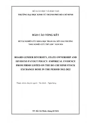 Board gender diversity state ownership and dividend payout policy empirical evidence from firms listed on the ho chi minh stock exchange hose in the period 2012 2022