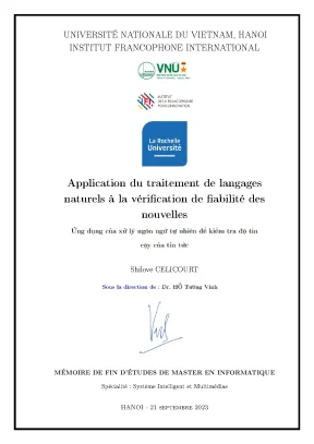 Application du traitement de langages naturels à la vérification de fiabilité des nouvelles ứng dụng của xử lý ngôn ngữ tự nhiên để kiểm tra độ tin cậy của tin tức
