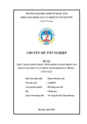 Chuyên đề tốt nghiệp thực trạng hoạt động thẩm định giá bất động sản nhà ở tại công ty cổ phần thẩm định giá thế kỷ cenvalue