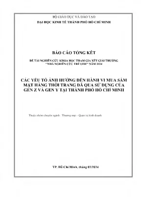 Các yếu tố ảnh hưởng đến hành vi mua sắm mặt hàng thời trang đã qua sử dụng của gen z và gen y tại thành phố hồ chí minh