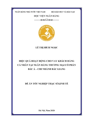 Luận văn thạc sĩ tài chính ngân hàng hiệu quả hoạt động cho vay khách hàng cá nhân tại ngân hàng thương mại cổ phần bắc á chi nhánh bắc giang