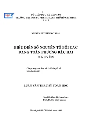Luan van thac si dai so va ly thuyet so bieu dien so nguyen to boi cac dang toan phuong bac hai nguyen