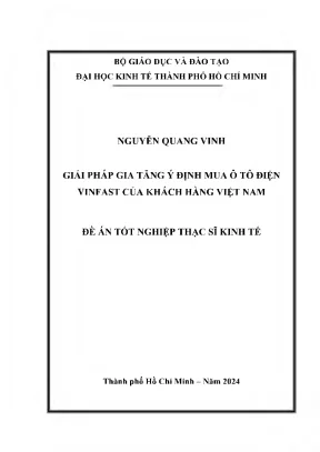 Giải pháp gia tăng ý định mua ô tô điện vinfast của khách hàng việt nam