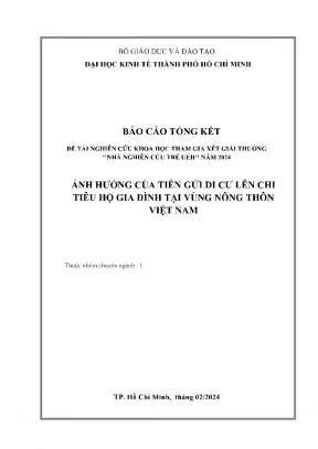 Ảnh hưởng của tiền gửi di cư lên chi tiêu hộ gia đình tại vùng nông thôn việt nam