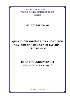 Luận văn thạc sĩ quản lý kinh tế quản lý chi thường xuyên ngân sách nhà nước cấp tỉnh của sở tài chính tỉnh hà nam