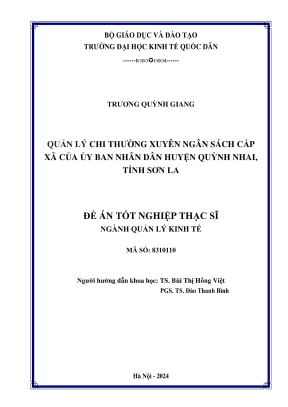 Luận văn thạc sĩ quản lý kinh tế quản lý chi thường xuyên ngân sách cấp xã của ủy ban nhân dân huyện quỳnh nhai tỉnh sơn la