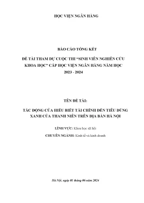 Đề tài nghiên cứu khoa học tác động của hiểu biết tài chính tới hành vi tiêu dùng xanh của thanh niên trên địa bàn hà nội