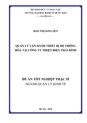 Luận văn thạc sĩ quản lý kinh tế quản lý vận hành thiết bị hệ thống hóa tại công ty nhiệt điện thái bình