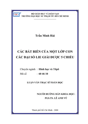 Luan van thac si toan hoc cac bat bien cua mot lop con cac dai so lie giai duoc 5 chieu