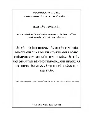 Các yếu tố ảnh hưởng đến quyết định tiêu dùng xanh của sinh viên tại thành phố hồ chí minh quan tâm đến môi trường ảnh hưởng xã hội hiệu quả cảm nhận