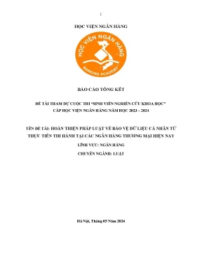 Đề tài nghiên cứu khoa học hoàn thiện pháp luật về bảo vệ dữ liệu cá nhân từ thực tiễn thi hành tại các ngân hàng thương mại hiện nay