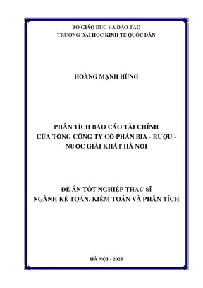 Luận văn thạc sĩ kế toán phân tích báo cáo tài chính của tổng công ty cổ phần bia rượu nước giải khát hà nội