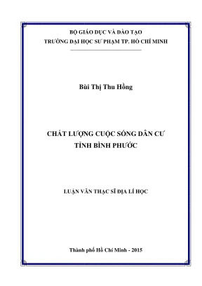Luận văn thạc sĩ địa lý chất lượng cuộc sống dân cư tỉnh bình phước