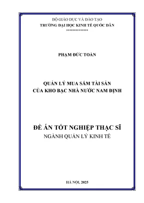Luận văn thạc sĩ quản lý kinh tế quản lý mua sắm tài sản của kho bạc nhà nước nam định