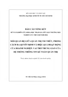 Mối quan hệ giữa quản trị tri thức phong cách ra quyết định và hiệu quả hoạt động của doanh nghiệp vai trò trung gian của hệ thống thông tin kế toán quản trị