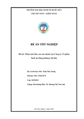 Luận văn thạc sĩ kế toán phân tích báo cáo tài chính của công ty cổ phần suất ăn hàng không nội bài