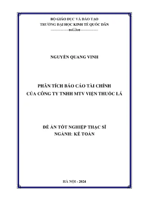 Luận văn thạc sĩ kế toán phân tích báo cáo tài chính của công ty tnhh mtv viện thuốc lá