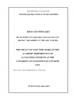 The impact of part time work on the academic performance of accounting students at the university of economics ho chi minh city