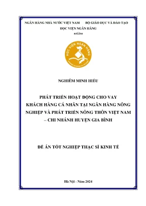 Luận văn thạc sĩ tài chính ngân hàng phát triển hoạt động cho vay khách hàng cá nhân tại ngân hàng nông nghiệp và phát triển nông thôn việt nam chi nhánh huyện gia bình