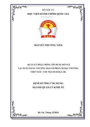 Luận văn thạc sĩ quản lý kinh tế quản lý hoạt động tín dụng bán lẻ tại ngân hàng thương mại cổ phần ngoại thương việt nam chi nhánh đắk lắk