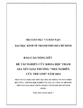 Nhân tố tác động đến mức độ công bố thông tin phát triển bền vững trường hợp nghiên cứu tại các công ty niêm yết trên sàn giao dịch chứng khoán thành phố hồ chí minh hose