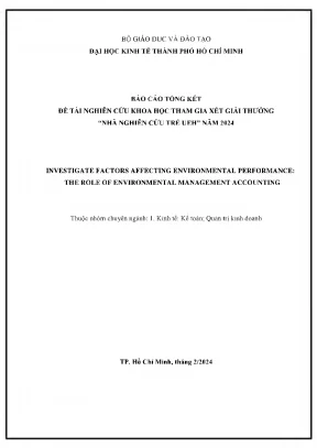 Investigate factors affecting environmental performance the role of environmental management accounting