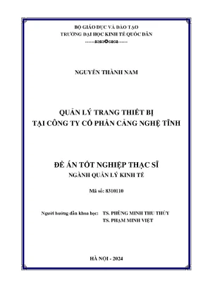 Luận văn thạc sĩ quản lý kinh tế quản lý trang thiết bị tại công ty cổ phần cảng nghệ tĩnh