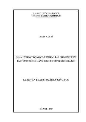Quản lý hoạt động cố vấn học tập cho sinh viên tại trường cao đẳng kinh tế công nghệ hà nội