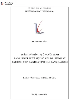Tuân thủ điều trị ở người bệnh tăng huyết áp và một số yếu tố liên quan tại bệnh viện đa khó tỉnh cao bằng năm 2024