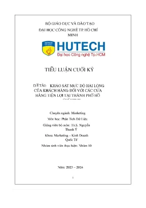Đề tài khảo sát mức độ hài lòng của khách hàng đối với các cửa hàng tiện lợi tại thành phố hồ chí minh