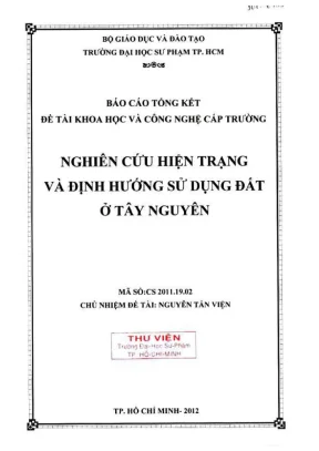 De tai nghien cuu khoa hoc cap truong nghien cuu hien trang va dinh huong su dung dat o tay nguyen