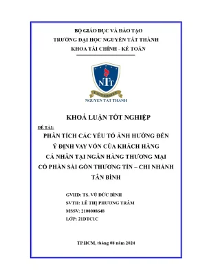 Phân tích các yếu tố ảnh hưởng đến ý định vay vốn của khách hàng cá nhân tại ngân hàng thương mại cổ phần sài gòn thương tín chi nhánh tân bình