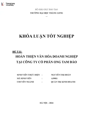 Hoàn thiện văn hóa doanh nghiệp tại công ty cổ phần ong tam đảo