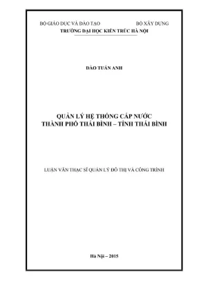 Quản lý hệ thống cấp nước thành phố thái bình tỉnh thái bình