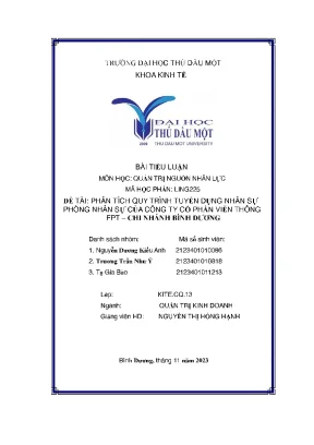 Đề tài phân tích quy trình tuyển dụng nhân sự phòng nhân sự của công ty cổ phần viễn thông fpt chi nhánh bình dương