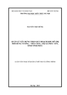 Quản lý xây dựng theo quy hoạch khu đô thị mới hùng vương tiền châu thị xã phúc yên tỉnh vĩnh phúc