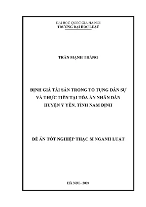Định giá tài sản trong tố tụng dân sự và thực tiễn tại tòa án nhân dân huyện ý yên tỉnh nam định