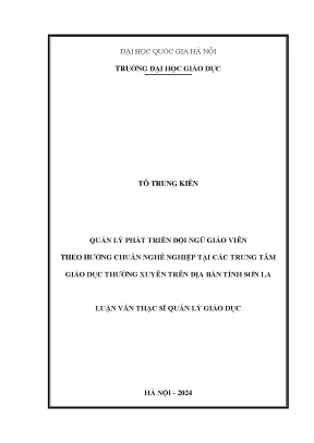 Quản lý phát triển đội ngũ giáo viên theo hướng chuẩn nghề nghiệp tại các trung tâm giáo dục thường xuyên trên địa bàn tỉnh sơn la