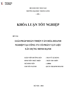 Giải pháp hoàn thiện văn hóa doanh nghiệp tại công ty cổ phần vật liệu xây dựng minh hạnh