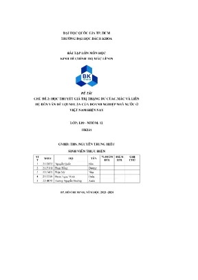 Chủ đề 2 học thuyết giá trị thặng dư củac mác và liên hệ đến vấn đề lợi nhuận của doanh nghiệp nhà nước ở việt nam hiện nay
