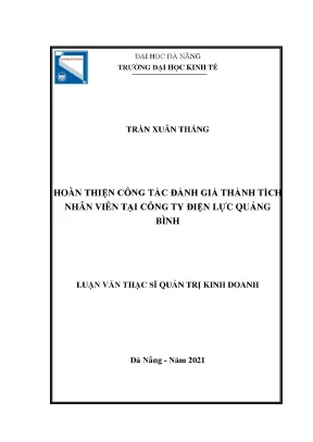 Hoàn thiện công tác đánh giá thành tích nhân viên tại công ty điện lực quảng bình