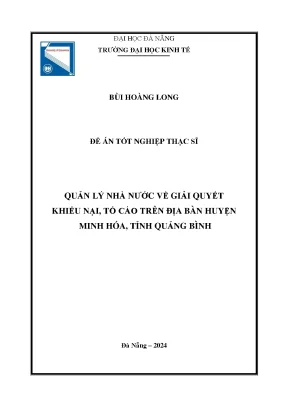 Quản lý nhà nước về giải quyết khiếu nại tố cáo trên địa bàn huyện minh hóa tỉnh quảng bình
