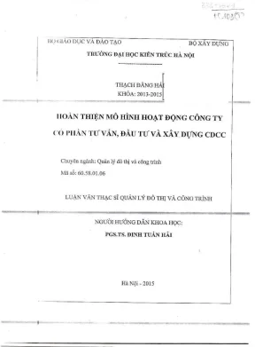 Hoàn thiện mô hình hoạt động công ty cổ phần tư vấn đầu tư và xây dựng cdcc